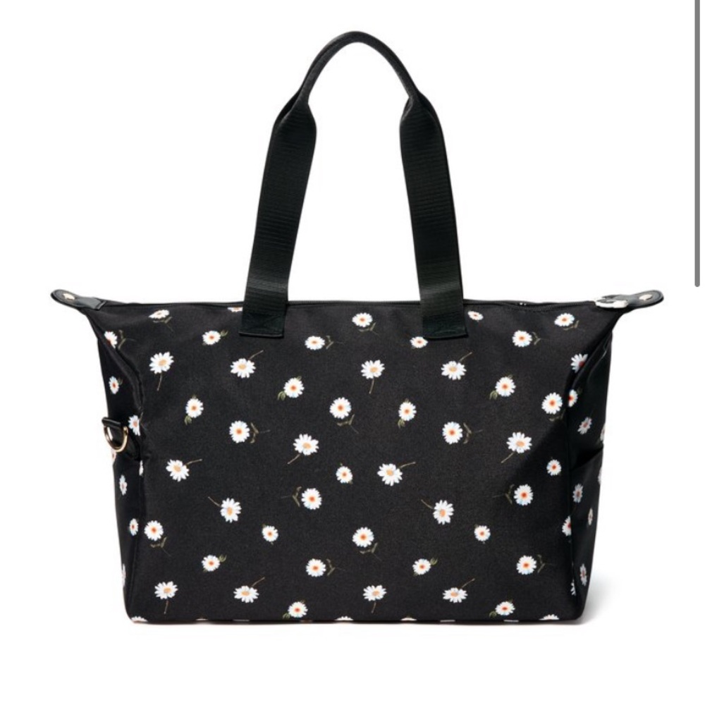 ALICE + OLIVIA Daisy Print Duffle Bag in Black - Picture 7 of 9